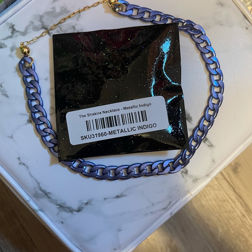 Metallic Indigo necklace NWOT